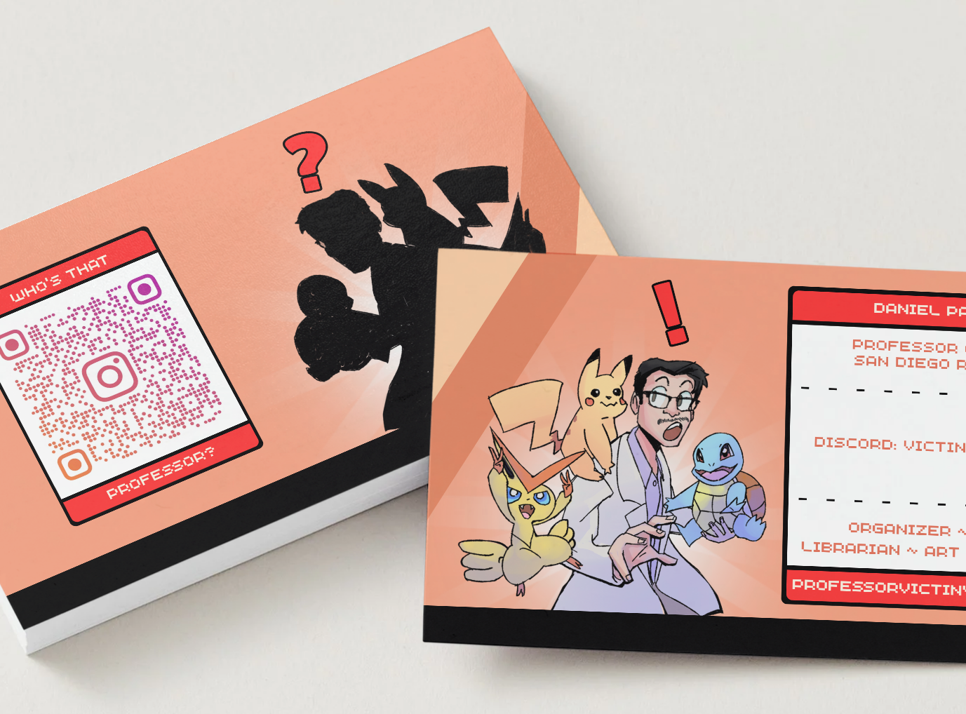 The card's back, with a scannable QR code linking to the organizer's Instagram.